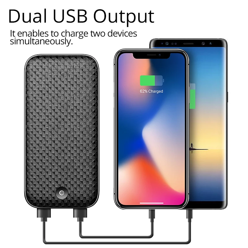 ROCK power Bank 20000 mAh Внешняя батарея с двойным usb выходом для iPhone 8 7 6 портативное