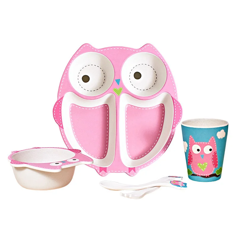 Экологическая детская посуда Бамбуковая тарелка набор детской посуды