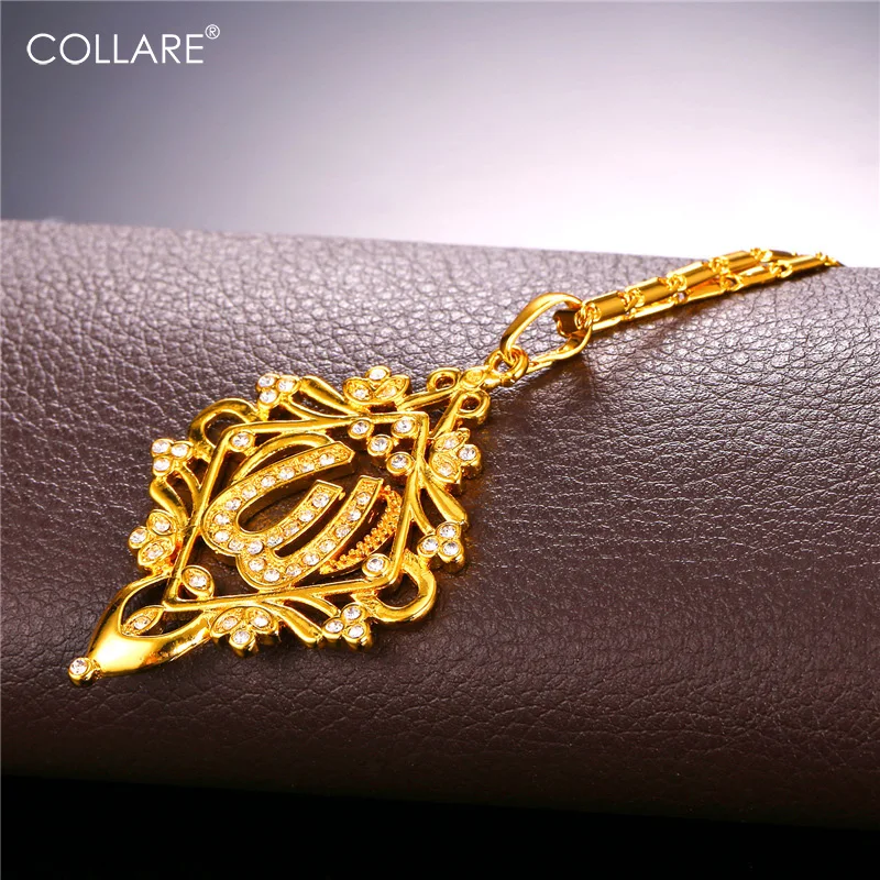 Ожерелья и подвески Collare в винтажном стиле с кристаллами Аллах ожерелья золотого