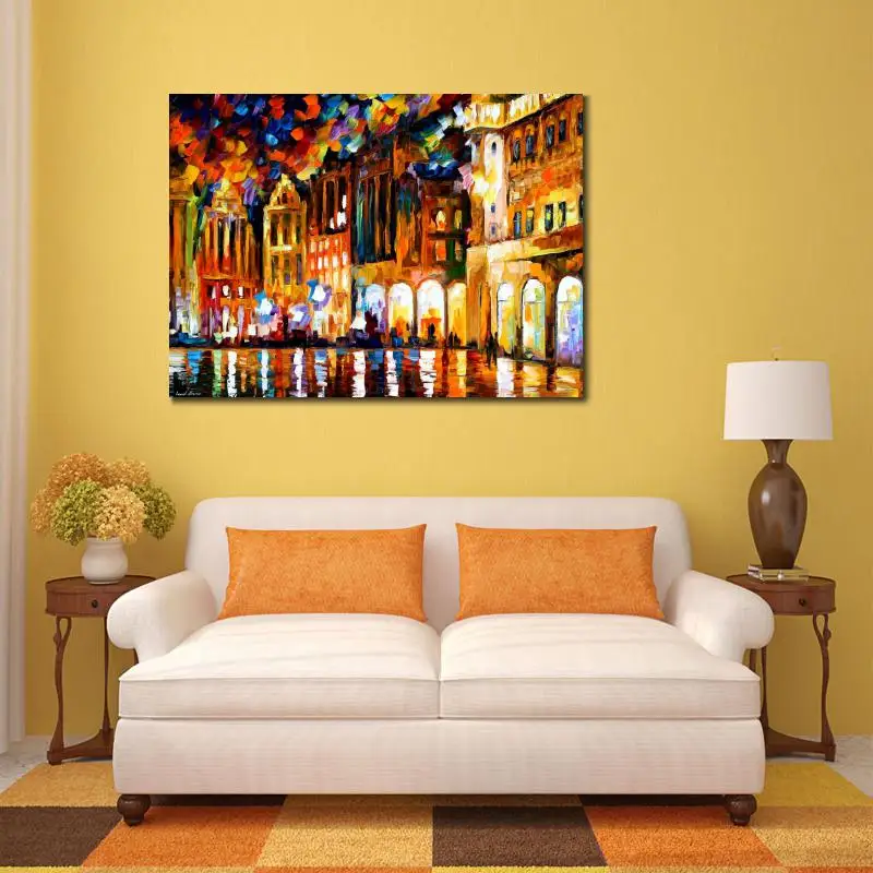Beste Hedendaagse Kunst Brussel Grande Plaats Mes Olieverf Canvas Mooie Landschap Foto Voor Muur Decor