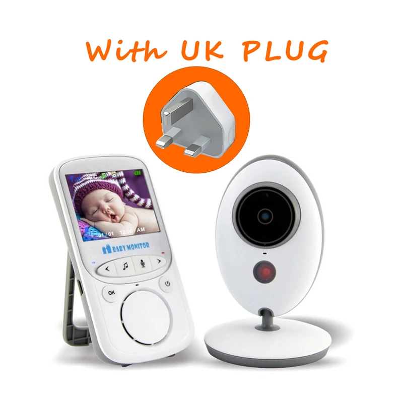 UK Plug VB605 беспроводной ЖК-Аудио Видео монитор для младенца радио няня музыкальный Интерком IR 24h портативная детская камера детская рация няня - Цвет: UK Plug