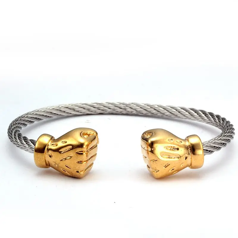 Уникальный дизайн Серебряный кулак Открытый браслет на запястье звено цепи