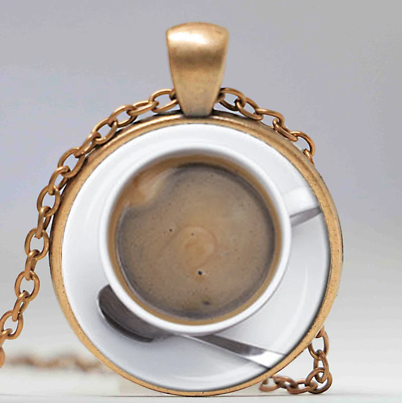 Кулон Любителя кофе Lover Подарок Коричневый и белый цвет ювелирные изделия