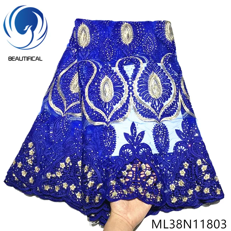 

BEAUTIFICAL French Lace Fabrics Rhinestones Tulle African French Cord Net Lace for Cloth 2019 ML38N118