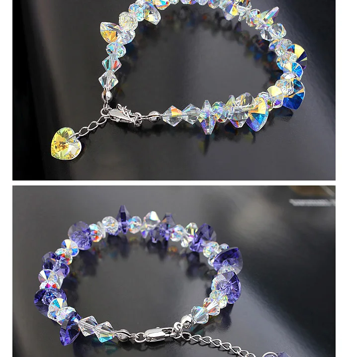 Модные Кристаллы от Swarovski браслет и браслет красочные драгоценные камни Браслеты Mujer Шарм браслет для женщин Свадебные украшения
