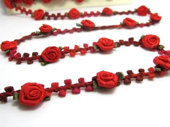 2 ярда Красной тканой ленты рококо | Декоративная Цветочная лента Материалы для