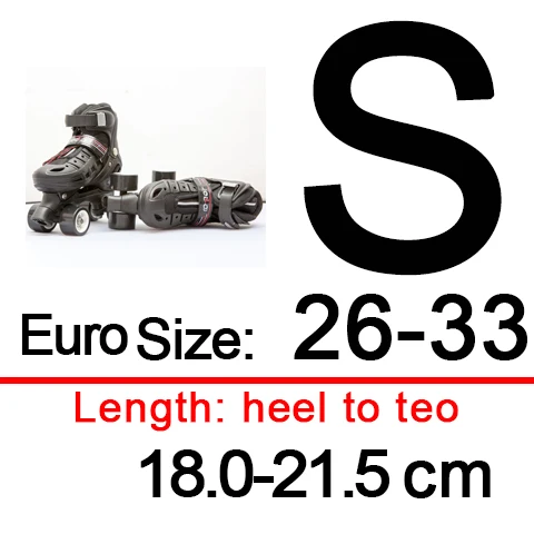 Black size S Детские и Взрослые роликовые коньки с двумя линиями, 4 колеса, двухрядные, для катания на коньках, Patines, Детские ПУ колеса, регулируемые роликовые кроссовки IB42 - Цвет: Black size S