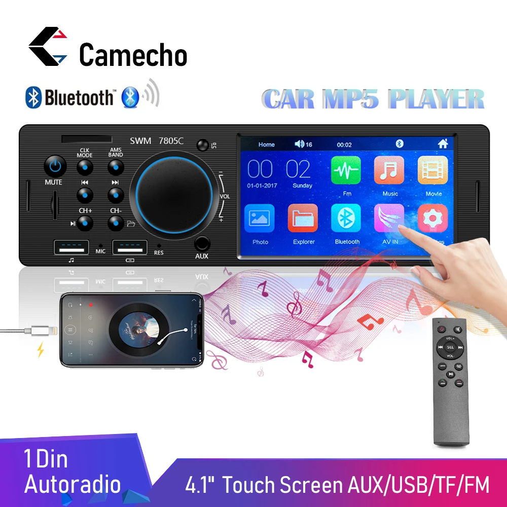 Camecho 4 1 дюймов Автомобильный Радио Din аудио автомобильный радиоприемник с Bluetooth