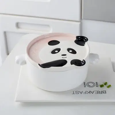 Миски с милой пандой миска для мгновенной лапши крышкой мультяшная керамическая