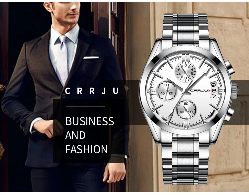 Relogio Masculino CRRJU мужские часы лучший бренд класса люкс водонепроницаемые 24 часа дата Кварцевые часы мужские кожаные спортивные наручные часы