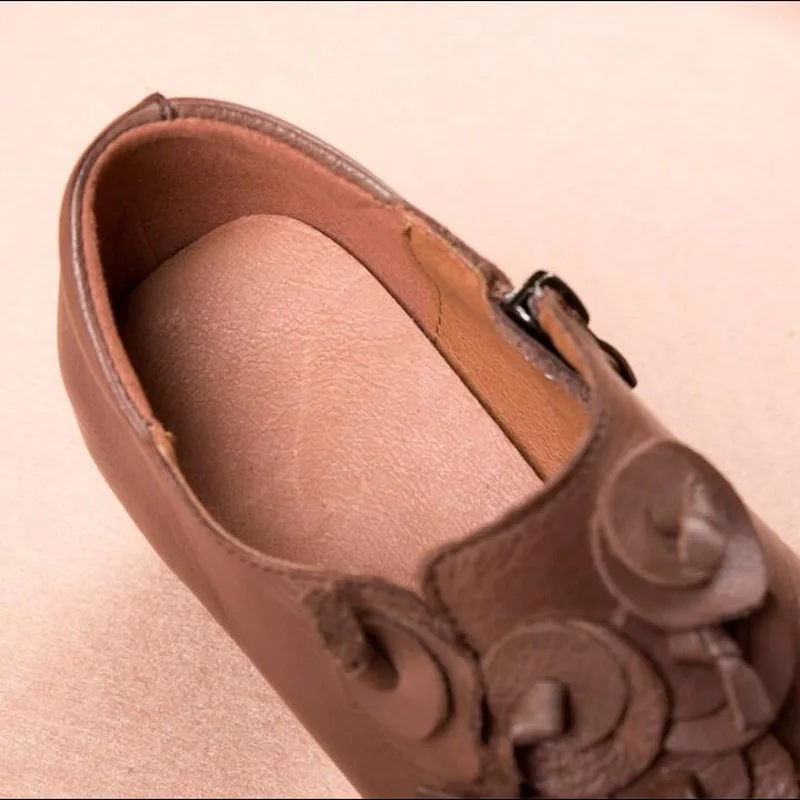 2021 New Retro National Style Ankle Boots Genuine Leather Comfortable Single Shoes Cow Leather Casual Shoes