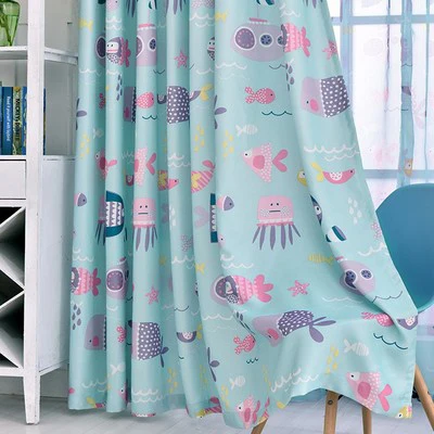 cloth Синяя средиземноморская детская комната Подводный мир занавеска мультфильм дети мальчик спальня льняная плотная оконная занавеска s Тюль отвесная занавеска - Цвет: cloth