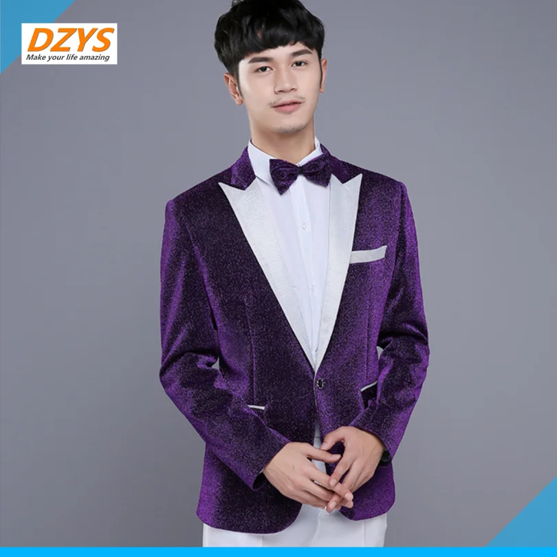 

Evening performance singer presenter Men's dress dance performance costume shiny piece suit Coat chorus costume