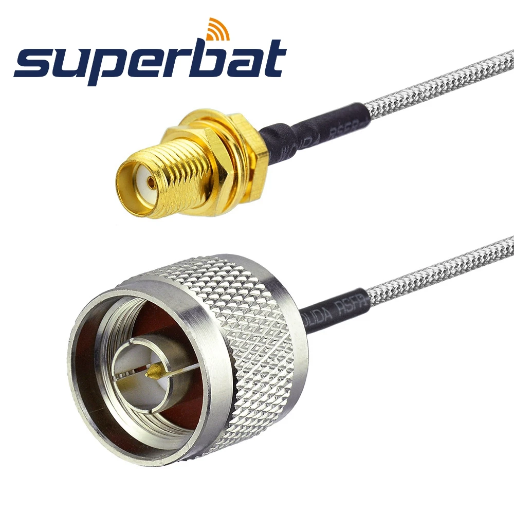 Superbat N-SMA Cable Assembly Bulkhead Pigtail RG402 15CM Cable N Male to SMA Female RF Coaxial Cable