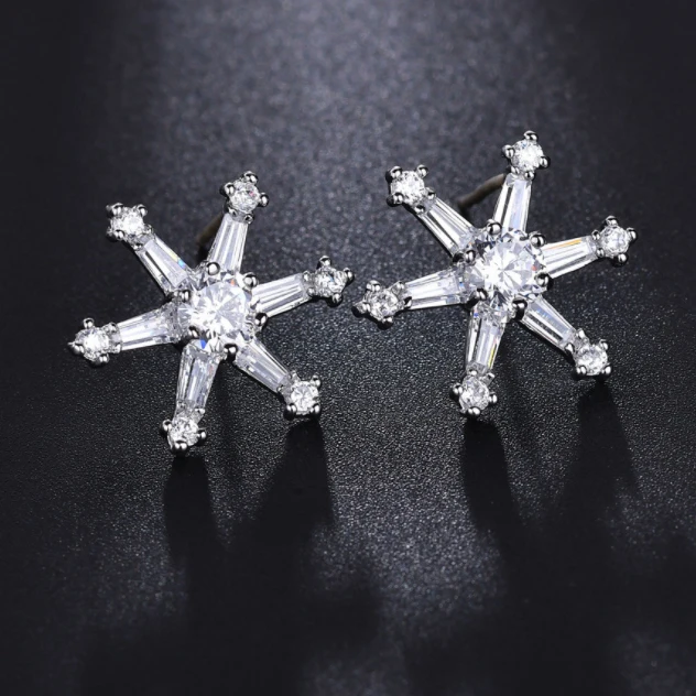 

Six-star zircon mosaic stud earrings Fashion jewelry wholesale