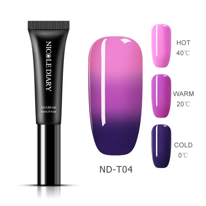 Thermal NDTC04 NICOLE DIARY розовое золото Гель-лак для ногтей Блеск 6 мл Розовый Блестящий Гель-лак для УФ светодиодный Маникюр УФ-гель для дизайна ногтей - Цвет: Thermal NDTC04
