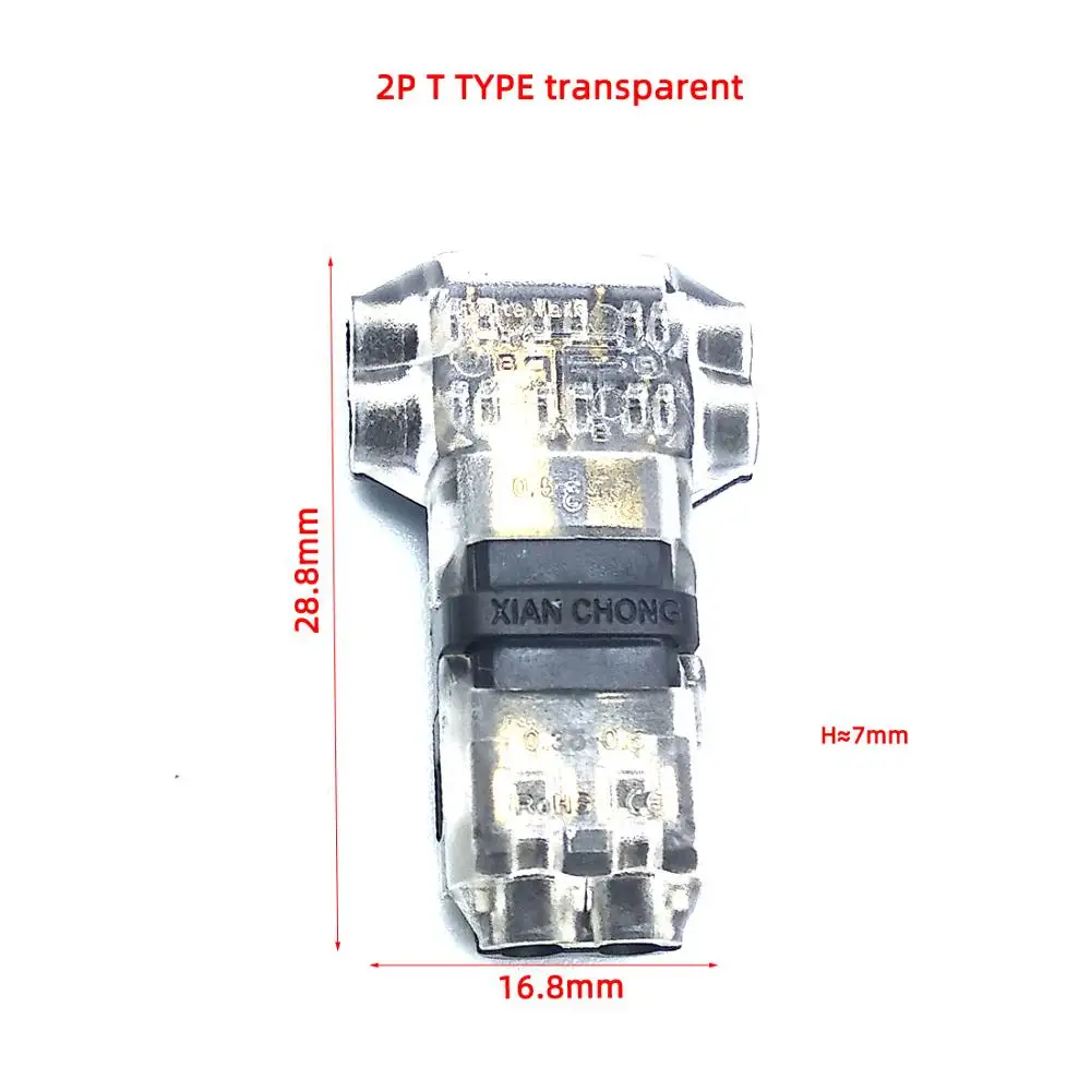 5PCS T2 transparent 5 шт. быстрый фиксатор соединения провода разъем проводов для 1 Pin 2 Pin 22-18AWG светодиодные ленты провода автомобиля аудио кабель терминалы обжимной - Цвет: 5PCS T2 transparent