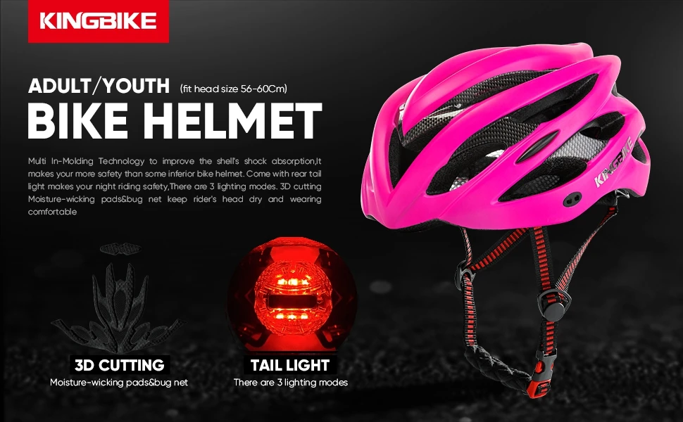KINGBIKE, мужской, Женский велосипедный шлем, матовый, Розовый, ультралегкий шлем, с внутренней формовкой, MTB, для горной дороги, велосипедный шлем, безопасность