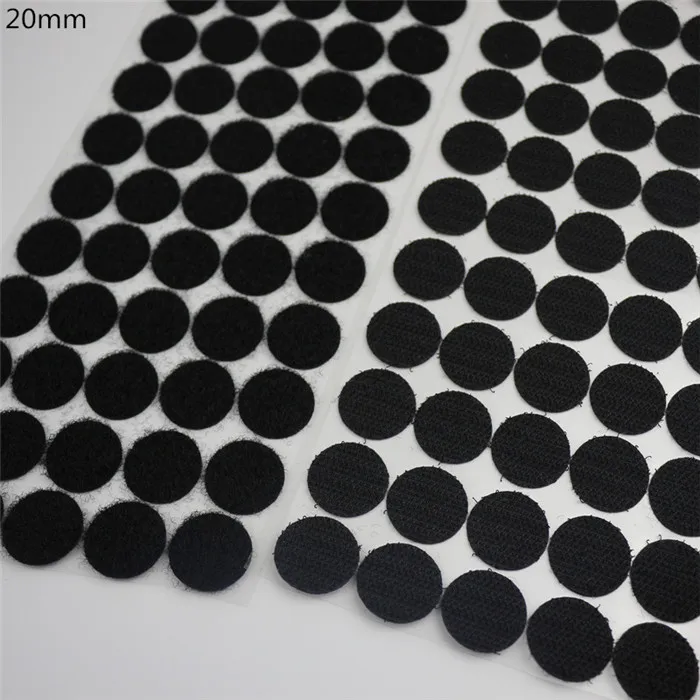 Black 20mm 100 Pairs 100 пар 10-20 мм самоклеящаяся клейкая крепежная Лента наклейки "точки" крепкий крючок и петля Волшебная наклейка нейлон Velcros клей двойной замок - Цвет: Black 20mm 100 Pairs