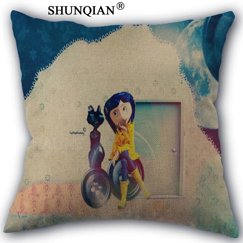 Pillow Case Льняные и хлопковые Коралина наволочка с рисунком под заказ дома Свадебные Декоративные Чехлы на подушку размером 45*45 см с одной стороны Новое поступление на год наволочка - Цвет: Pillow Case