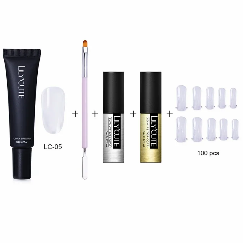 5pcs-LC05 LILYCUTE 20 мл Быстрое расширение поли УФ-гель розовый белый металл с прозрачными кристаллами светодиодный акриловый строительный гель для ногтей - Цвет: 5pcs-LC05