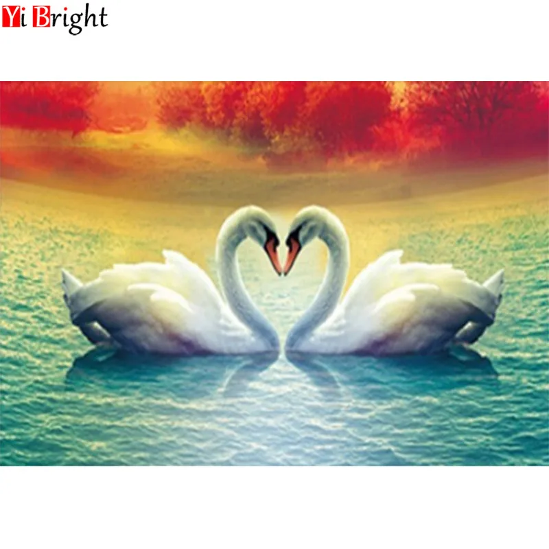 

5D DIY Diamond painting Cross stitch lover Full Square Diamond embroidery heart Full Round Diamond mosaic swan XY1