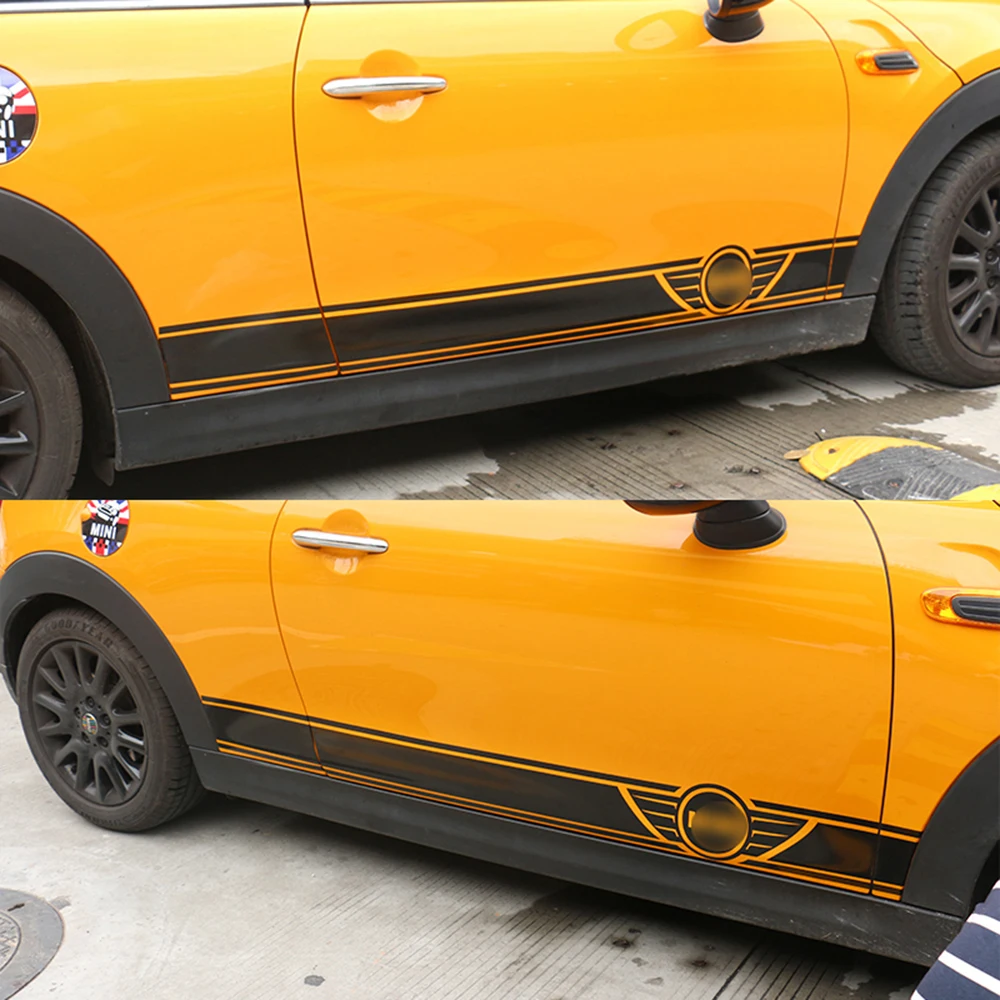 1 пара наклеек на боковые двери кузова автомобиля наклейка талию отделка для MINI