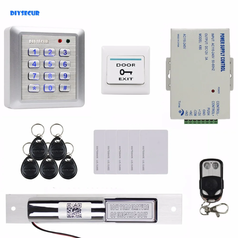 

DIYSECUR водонепроницаемый Электрический замок, 125 кГц, RFID считыватель, пароль, клавиатура, дверь, управление доступом, система безопасности, ди...