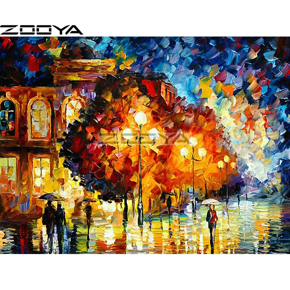 

ZOOYA Needlework Diamond Painting 3d Full Drill Diamond Embroidery Handmade Set For Embroidery Street Light Mosaic Pattern R1881