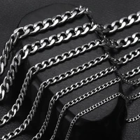 mens stainless steel finished chains necklace hammered curb link chain classic jewelry diy man accessories 2 7mm
