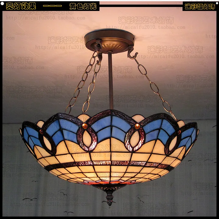 

Tiffany Baroque Stained Glass Suspended Luminaire E27 110-240v Chain Pendant Lights For Home Parlor Dining Bed Room40cm