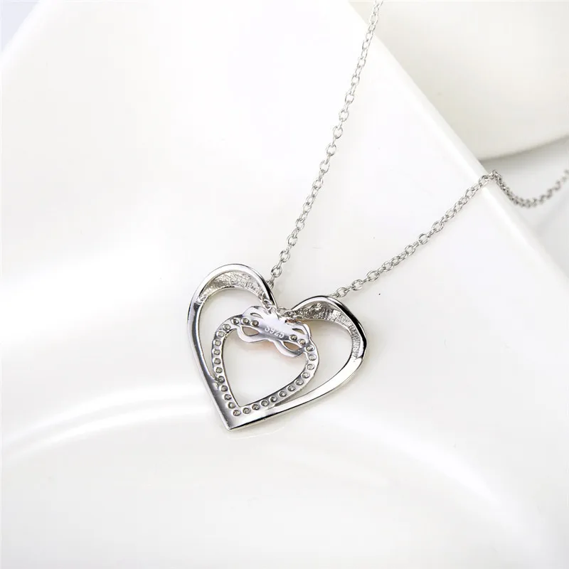 BESTLYBUY Настоящее серебро 925 пробы элегантный Кулон Бесконечность Любовь Двойное