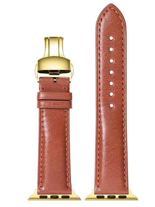 Brown-gold clasp CHIMAERA наручных часов Apple Watch, версии натуральная кожа ремешок для часов на замену браслет для серии 4, версия 1, 2, 3, ремешок Ремешки для Apple Watch 38/40/42/44 мм - Цвет ремешка: Brown-gold clasp