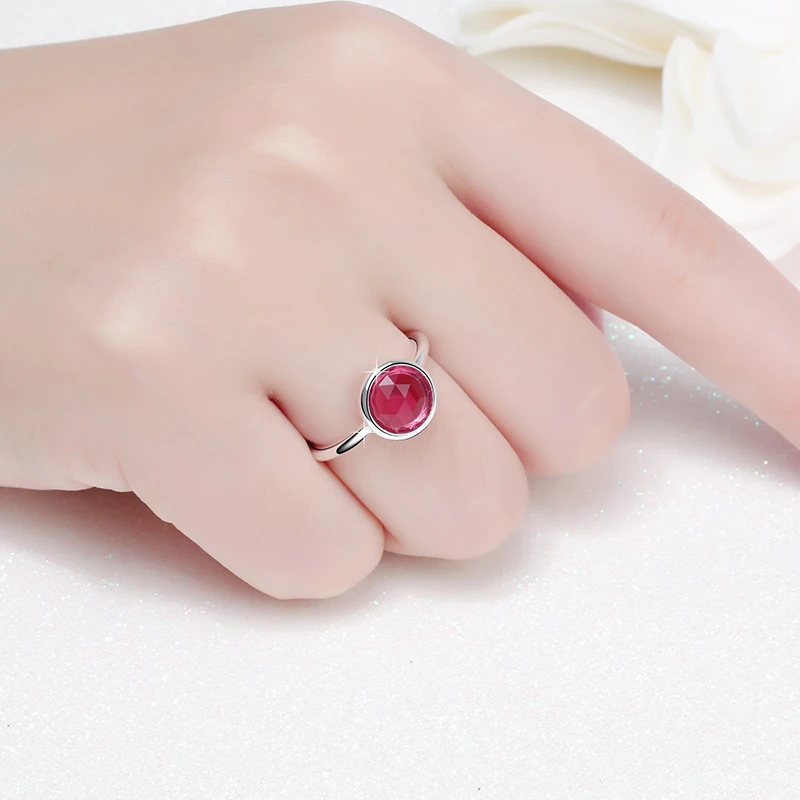 New Arrivals Silver Ring Holes Round Big Rhombohedron Crystal Exquisite Gift For Women Girls Fashion Jewelry Accessories | Украшения и