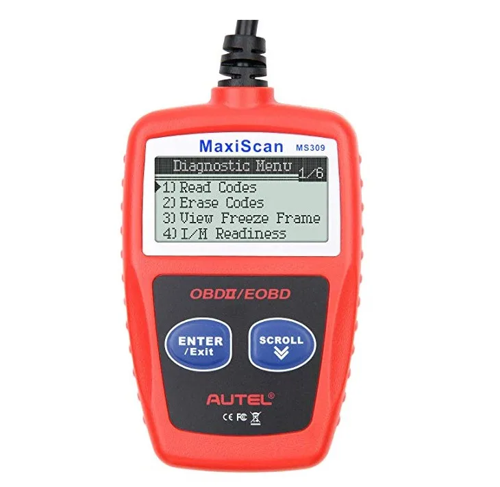 Autel MS309 классический Улучшенный Универсальный OBD II сканер автомобиля двигателя код ошибки считыватель может диагностический инструмент сканирования-красный - Color: Red