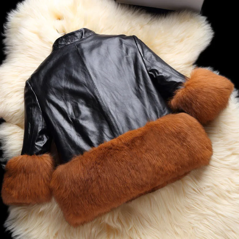 New Fashion girls winter coat Faux Fur cuff Thick Warm Cotton Children Clothing Kids Clothes Parkas Quality Leather jacket |