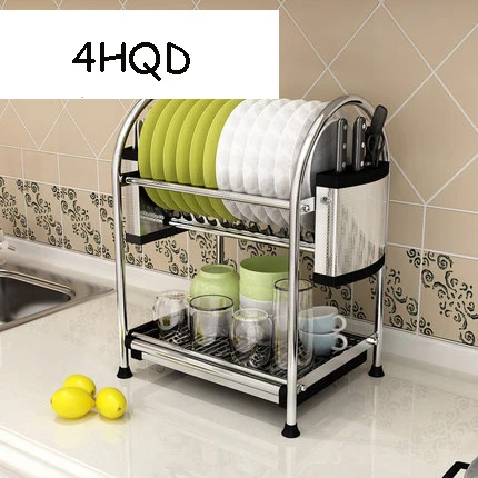 Stainless Steel Dish Rack Kitchen Storage Supplies Put Drain Shelf Double | Дом и сад