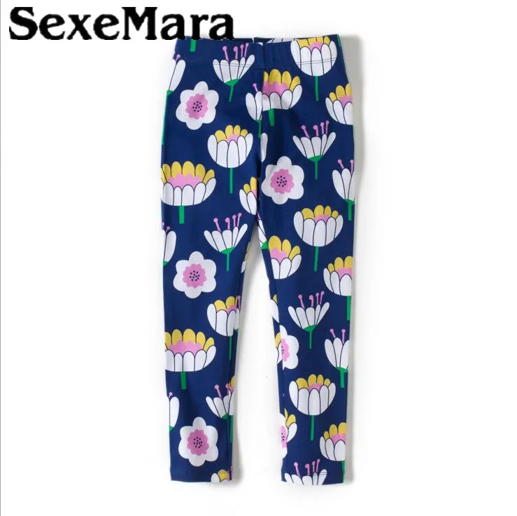 Sexemara/штаны для девочек с цветочным принтом детские штаны Демисезонный леггинсы