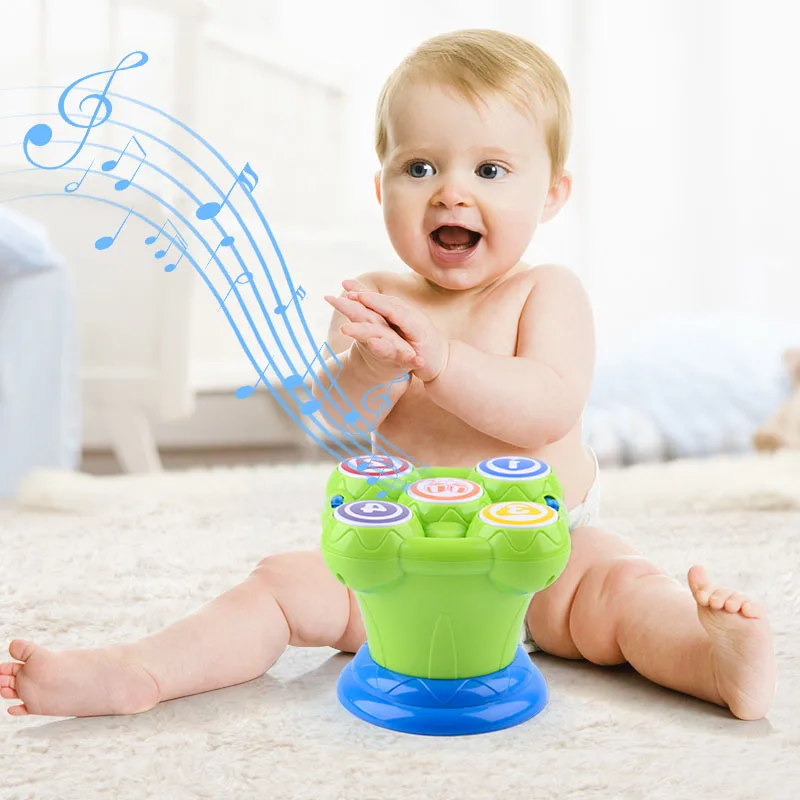 Электронный музыкальный ручной барабан инструмент освещение звук Детская