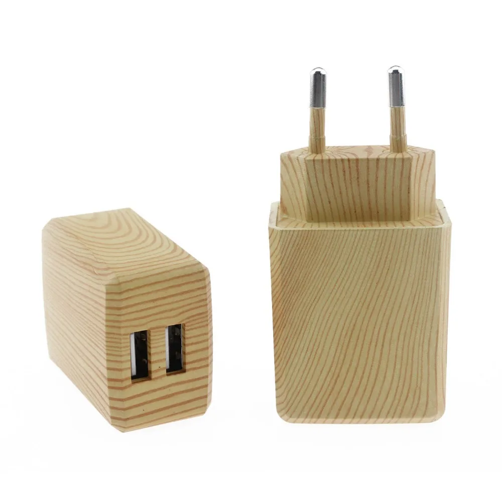 Деревянный дизайн 2A розетка с микросхемой IC зарядная вилка двумя usb-портами