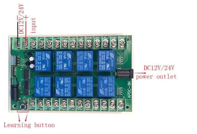 DC 12V 24V 8 CH Каналы 8CH RF Беспроводной дистанционного Управление переключатель дистанционного Управление Системы приемник передатчик 8CH реле 315/433 МГц