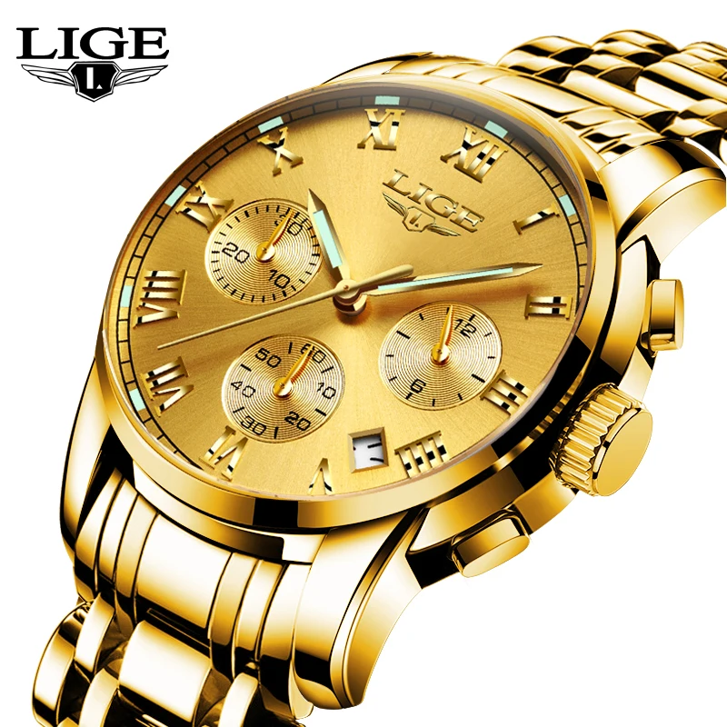 Relogio masculino LIGE мужские часы лучший бренд класса люкс секундомер Спортивный