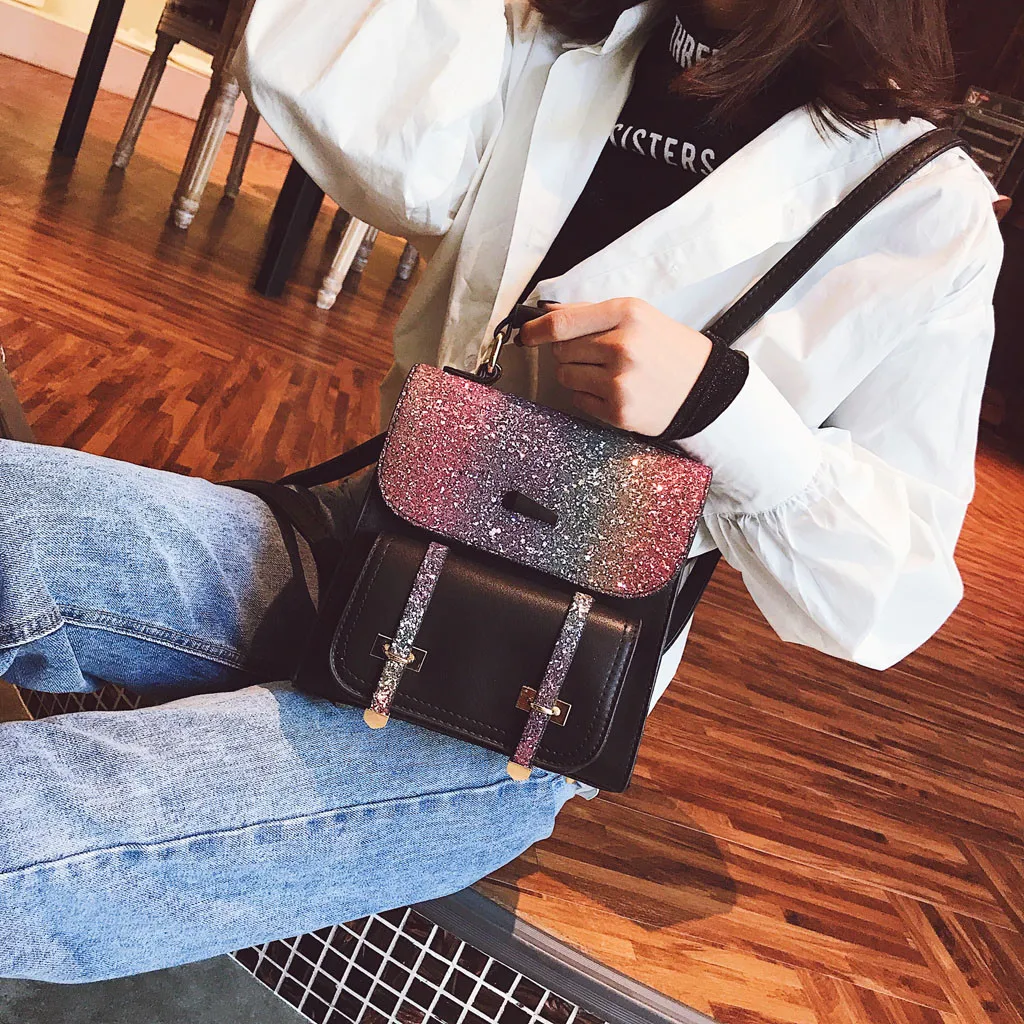 Женский рюкзак из натуральной кожи mochila, модные женские рюкзаки с блестками для улицы, яркие рюкзаки, дорожная сумка, школьная посылка# 4gh