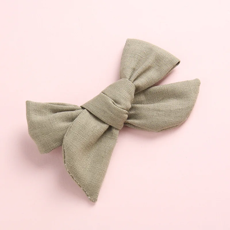 Army green with Clip Весенне-летние заколки для волос или повязки на голову, украшенные цветами и бантом, Школьный бант для волос для девочек, заколки для девочек, аксессуары для волос, реквизит для фотосессии - Цвет: Army green with Clip