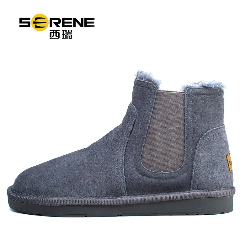 зимние ботинки мужские из коровьей замши дышащая обувь Slip on Мужские Зимние