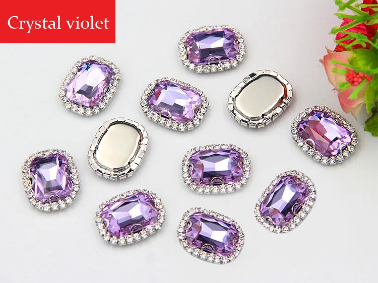 10x14mm Rectangle octagonal shape flatback sew on rhinestones Super flash Crystal buckle loose 20pcs/pack | Дом и сад