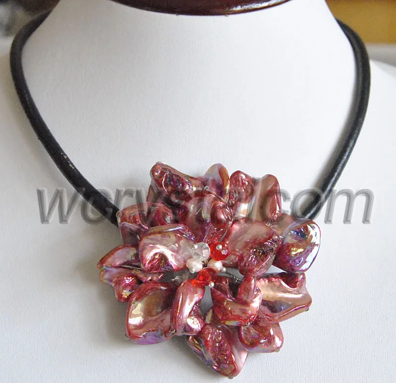 Red shell Beads One Flower pendant Designer Necklace Wholesale | Украшения и аксессуары