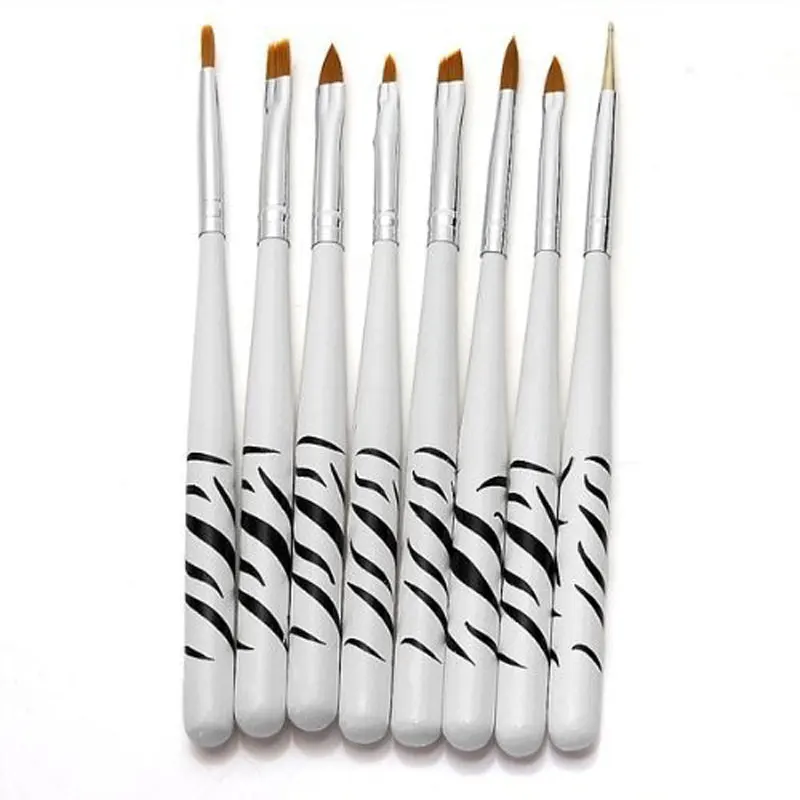 

8pcs/set Nail Art Brush Set UV Gel Polish Painting Drawing Pen Acrylic Builder Flat Brushes Manicure DIY Design Tools