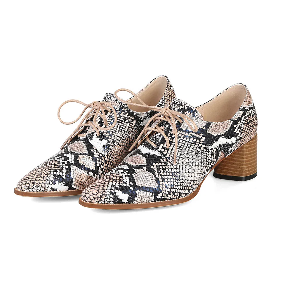 Beige Snakle pattern Г. осенние женские туфли-лодочки на высоком каблуке Женская обувь из искусственной кожи с острым носком, на шнуровке, подушечки для маникюра модные женские туфли без задника - Цвет: Beige Snakle pattern