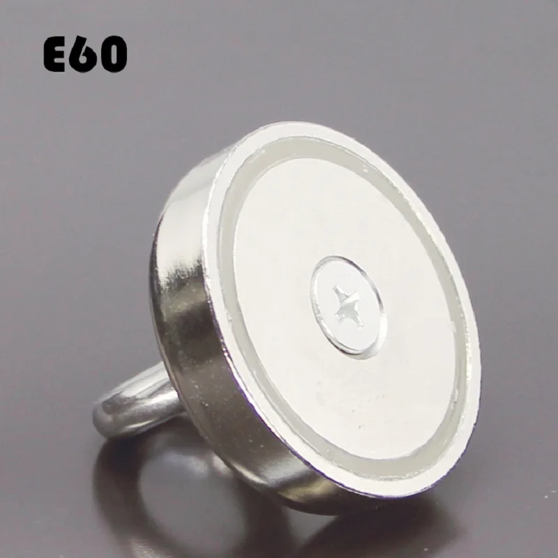 1 шт. D60mm супер мощный неодимовый магнитиков крюк спасательный магнит речной магнит рыболовный горшок с кольцом поисковый магнит